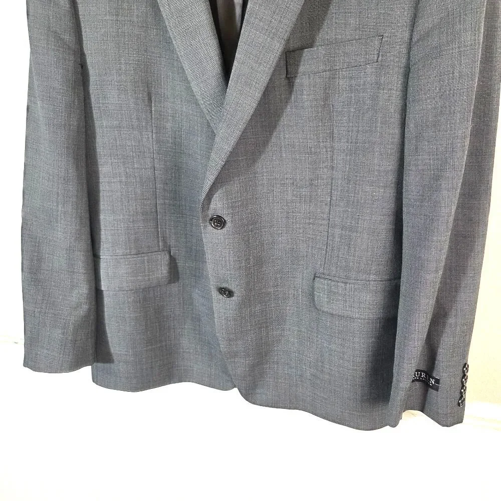 Lauren Ralph Lauren Men Gray Wool Blend Blazer Sport Coat 46R 2 Button Classic